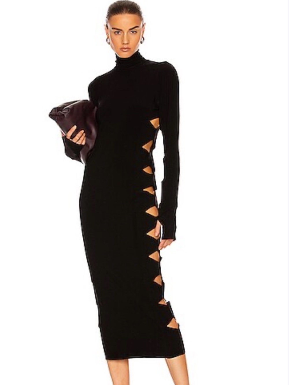 Norma Kamali Black Geometric Cutout Midi Dress S 36 Avant Garde